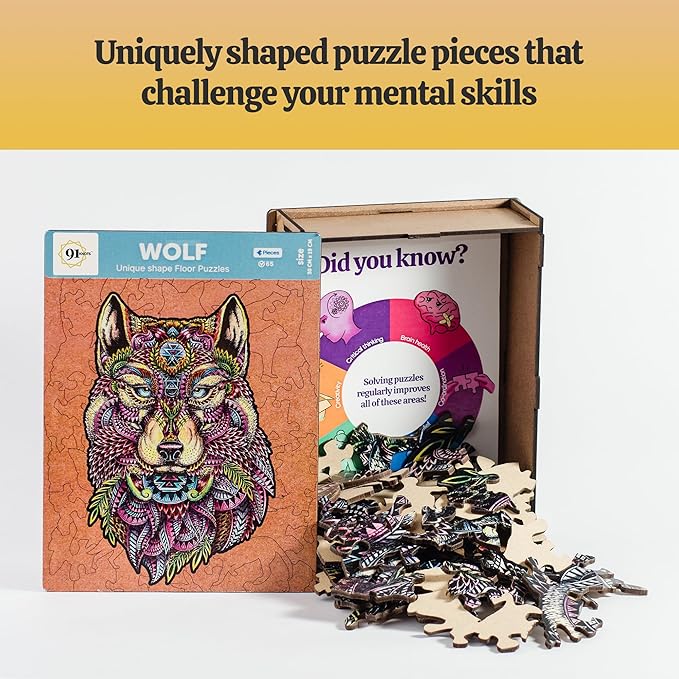 91 Knots Wolf 65 Pieces Wooden Jigsaw Puzzle Games Puzzle Games for Kids | Puzzle for 5 Year Old Kids