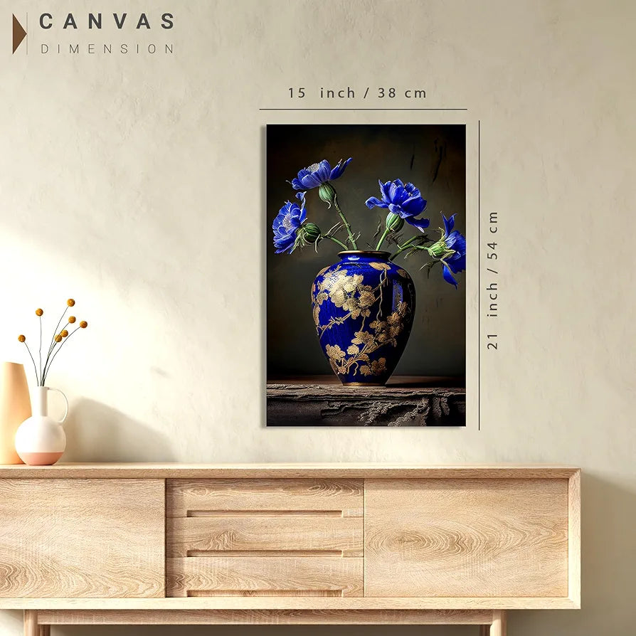 Kotart Blue Floral Modern Art Canvas Paintings for Bedroom Room Living Room Abstract Canvas Painting Style01