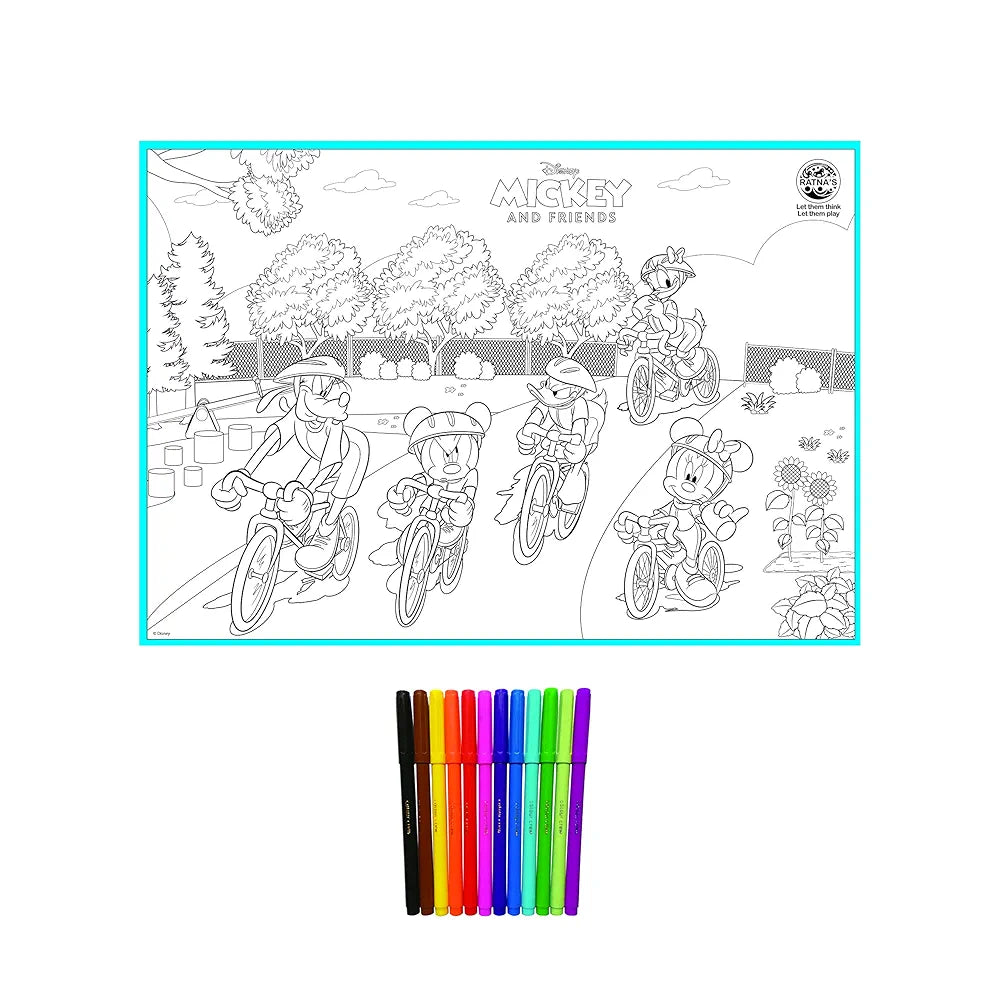 RATNA'S My Colouring Mat Disney & Marvel Theme for Kids Washable and Reusable Coloring Kit, Big Size Mat  DIY Painting Kit 