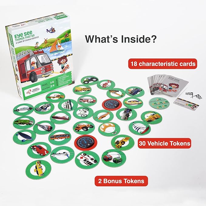 Chalk and Chuckles Educational Game- Eye See Things That Go | Gifts for Kids Age 3-6 | Super Fun Learning Toys