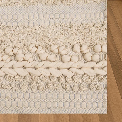 Sajavat Home Pure Cotton Soft and Durable Floor Rug Vintage Cream & White Area Rug