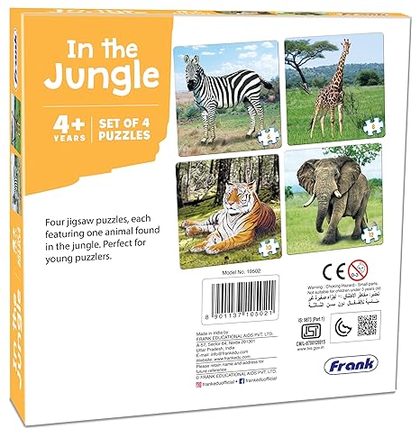 Frank in The Jungle Animal Puzzle - A Set of 4 Jigsaw Puzzle for Focus and Memory - 10502