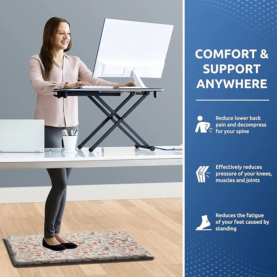Luxe Home Columbo Anti-Fatigue Kitchen Mat Non-Slip Cushioned Comfort Mat Autumn Leaves Pattern Standing Desk Mat Colour Floral