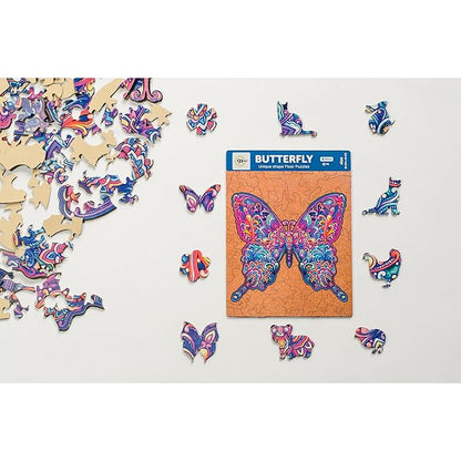 91knots Butterfly 72 Pieces Wooden Jigsaw Puzzle for Kids & Children 6+ | Animal Shape Butterfly Puzzle for 6-year Old Kids