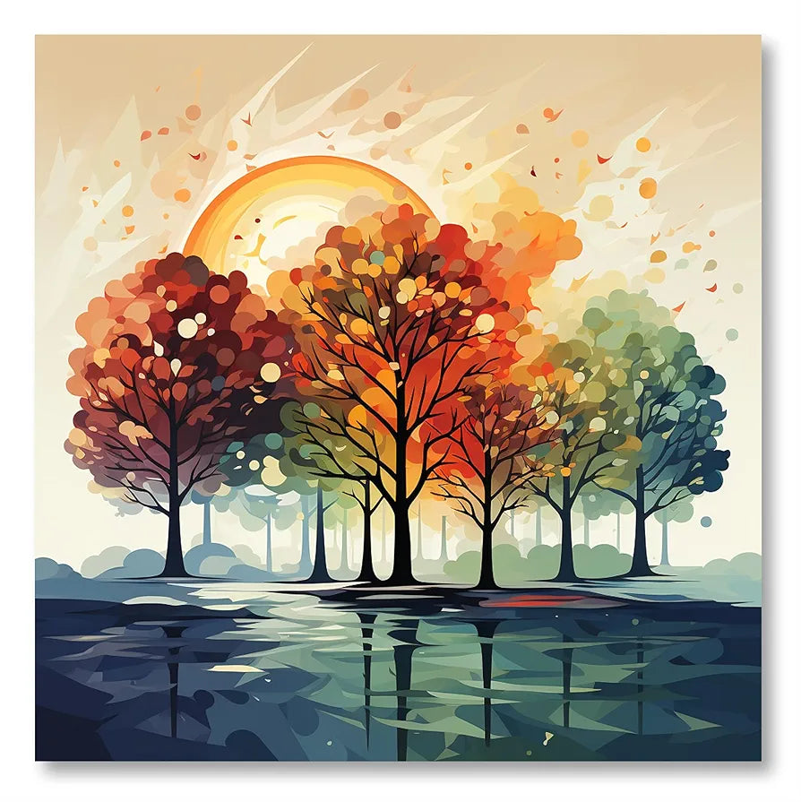 Livin'luxe Paintings Colorful Trees Modern Art Canvas Home Decor Wall Paintings With Frame Paintingh CRJ