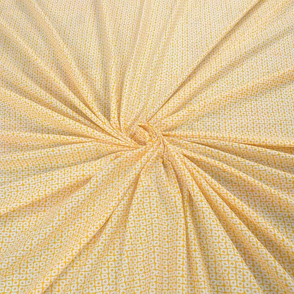 Huesland by Ahmedabad Cotton 144 TC King Size Bedsheet Cotton with 2 Pillow Covers | Yellow & Grey