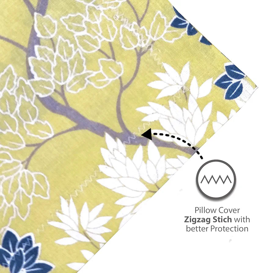 Divine Casa 100% Cotton Bedsheet for Single Bed 144 TC Bedsheet Single Size Bed Cotton with 1 Pillow Cover Colour Sunshine Yellow
