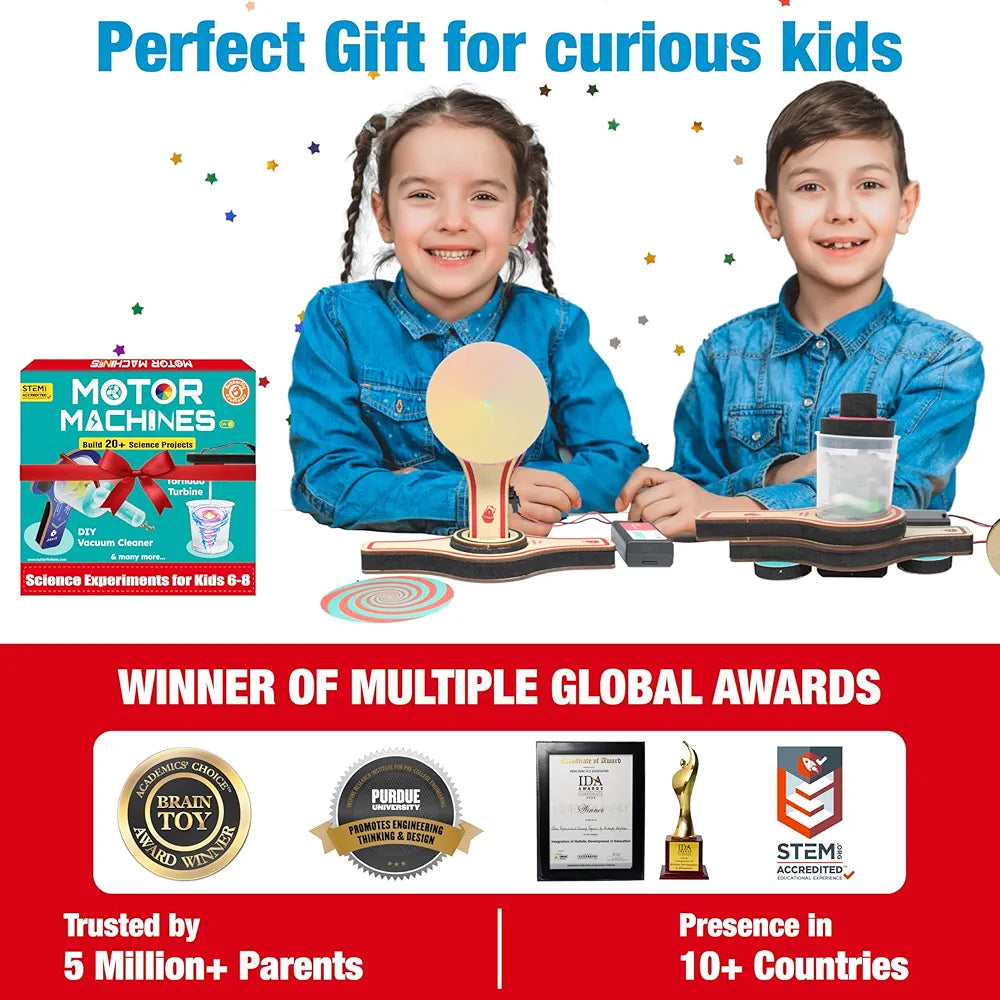 Butterfly Edufields 20+ Science Experiment Kit | Toys for Boys 5 6 7 8 9 10 Year Old | Birthday Gift for Boys Girls Age 6-10 8-10 | DIY STEM Projects Kit| Build 20+ Motor Machines | Electric kit