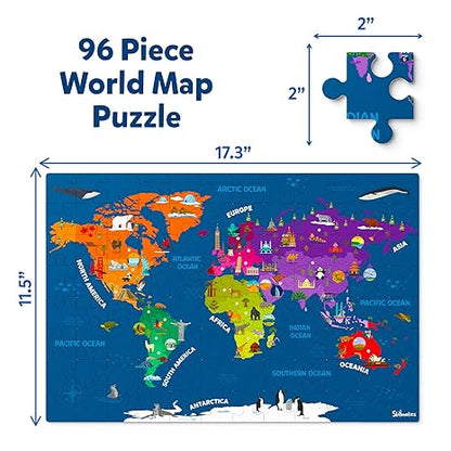 Skillmatics World Map Puzzle Piece Jigsaw Puzzle Educational Toy Geography for Kids