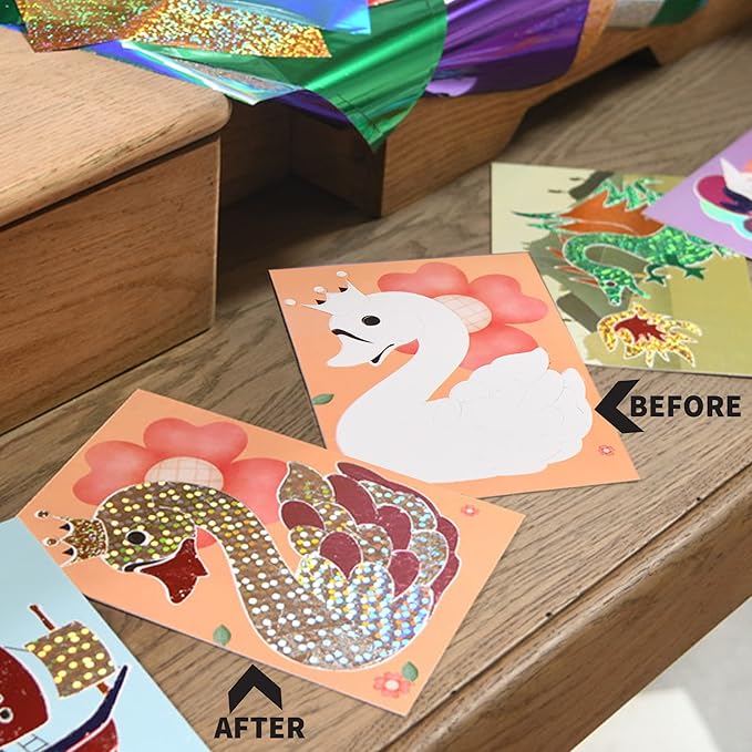 Chalk and Chuckles Art and Craft Kit | Fabulous Foil Art | Create 12 Magical World Theme Pictures