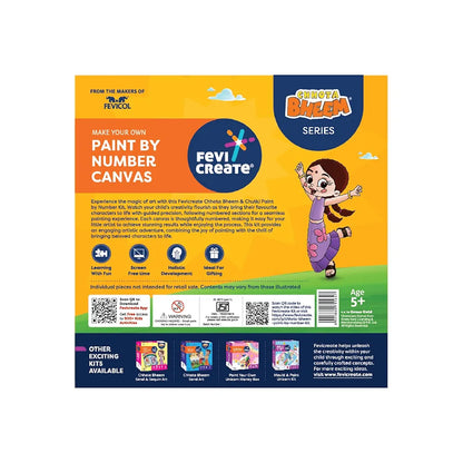 Fevicreate Chhota Bheem Chhutki Paint by Numbers Kit | With 2 printed canvas for painting | All in one DIY Kit | Birthday Gift | Screen-Free Learning | By Fevicol | Best Gift for Boys & Girls 5+ years