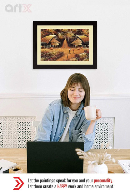 ArtX Paper Premium Village Scene Wall Art Painting Multicolor Village