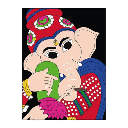 Hobby India Self Painting Beautiful Ganesha Canvas | Pre-designed Canvas Board for Best Gift Adults & Artist