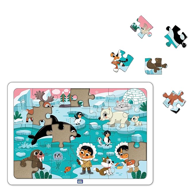 Mini Leaves 24 Piece Puzzle for Kids | Polar Adventure Jigsaw Puzzle | Wooden Puzzles for Kids | Educational Toys for Kids 3+ Years