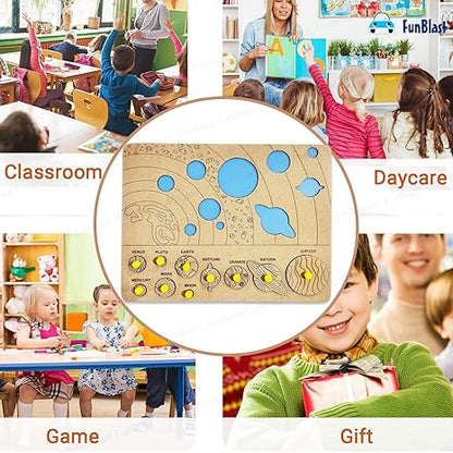 FunBlast Solar System Matching Jigsaw Puzzle for Kids Wooden Learning Puzzle