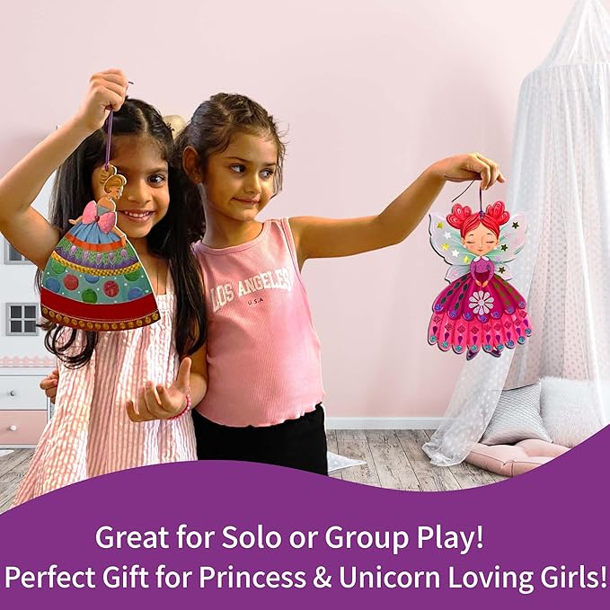 Chalk and Chuckles Art and Craft Kit | Sparkle & Shine Unicorn & Princess | Mess-free Foil Art and Diamond Painting Set