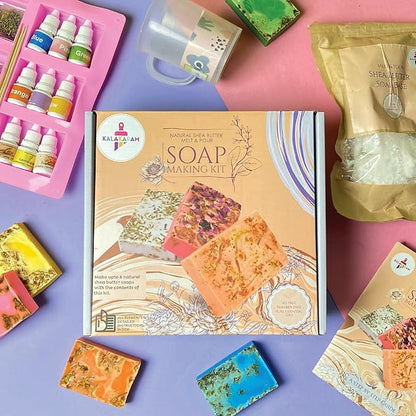 Kalakaram Diy Melt & Pour Shea Butter Soap Making Kit | Craft 6 Sls and Paraben-free Shea Butter Soaps | Diy Kit for Kids