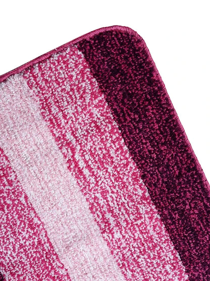Saral Home Microfiber Striped Rectangle Anti-Skid Runner Colour Pink