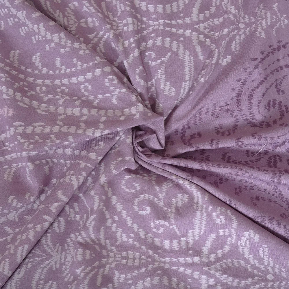 Cloth Fusion Glace Cotton Elastic 186tc Printed Fitted Bedsheet for Double Bed King Size with 2 Pillow Covers Ogee Lavender