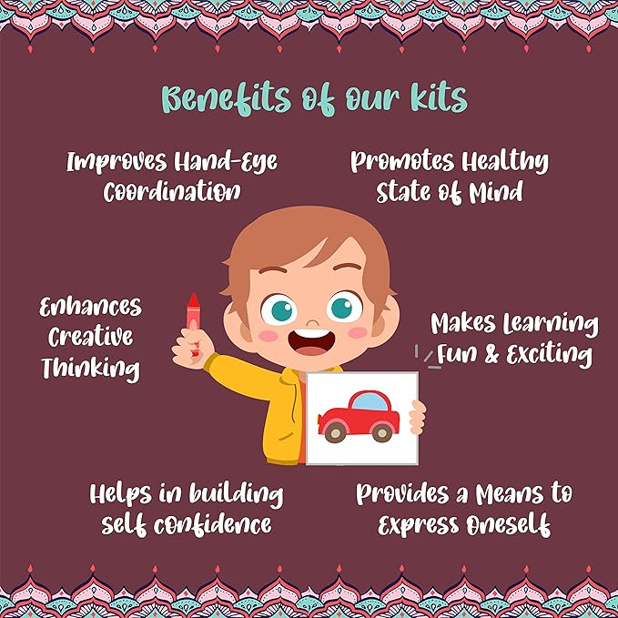 Kalakaram Diy Kalighat Kettle Painting Kit | Indian Ethnic Art Form Painting Kit | Foster Creativity & Self-expression in Kids | Educational Kit for Kids