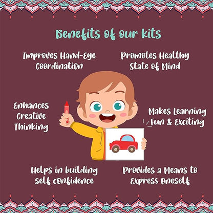 Kalakaram Diy Kalighat Kettle Painting Kit | Indian Ethnic Art Form Painting Kit | Foster Creativity & Self-expression in Kids | Educational Kit for Kids