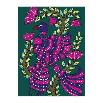 Hobby India Self Painting Beautiful Peacock Canvas | Pre-designed Canvas Board for Best Gift Adults & Artist