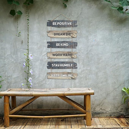 Artvibes Decorative Wall Hanging Wooden Art Decoration Item for Living Room | Quotes Decor Item | Set of 6