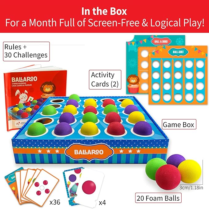 Chalk and Chuckles Chalk & Chuckles Ballaroo 3-in-1 Brain Games for Kids Age 4-8 Year Old | Stem Educational Toys