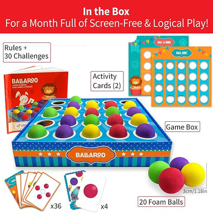 Chalk and Chuckles Chalk & Chuckles Ballaroo 3-in-1 Brain Games for Kids Age 4-8 Year Old | Stem Educational Toys