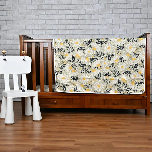 Divine Casa Floret 100% Cotton Single Kids Dohar 120 GSM Soft & Lightweight Throw Blanket Colour Vintage Daisies
