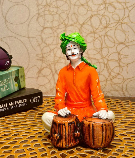 Karigaari Ideas Hand Crafted Polyresin Orange Eco Friendly Rajasthani Idol Figurine