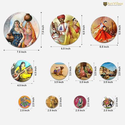 Artvibes Decorative Mdf Wooden Wall Hanging Decoration Item for Home | Pack of 11 Pieces