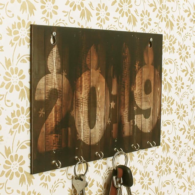 Ecraftindia 2019 Theme Wooden Key Holder With 6 Hooks