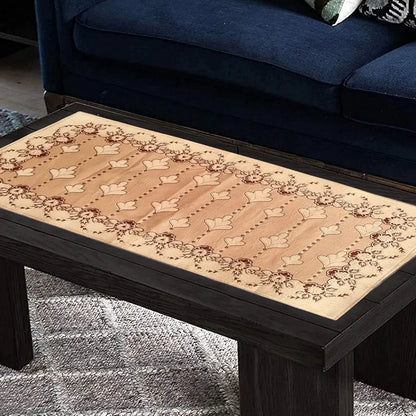 Kuber Industries Rectangular Floral Print Cotton Table Runner for Dining and Center Table Set of 2 Cream