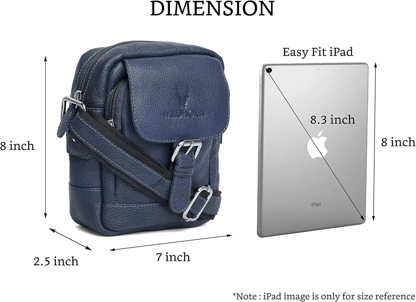 WildHorn Leather Sling Messenger Bag for Men I Multipurpose Crossbody Bag I Travel Bag with Adjustable Strap I Utility Bag I Dimension : L-6 inch W-2.7 inch H-8.5 inch