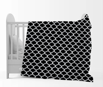 Divine Casa 120 GSM Microfiber Single Kids Dohar Soft & Lightweight Throw Blanket Moroccan Pattern Colour Caviar