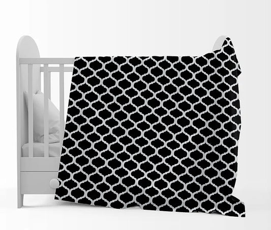 Divine Casa 120 GSM Microfiber Single Kids Dohar Soft & Lightweight Throw Blanket Moroccan Pattern Colour Caviar