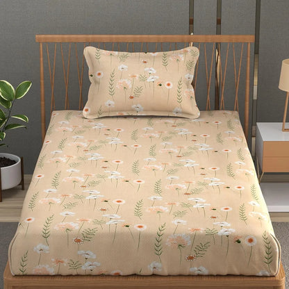 Fresh From Loom Microfiber Soft Cotton Bedsheet for Single Bed 1 Pillow Cover 200 TC Multicolor Rodeo Dust