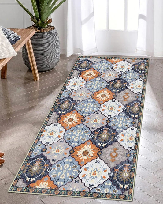 Ishro Home Velvet Premium Modern Runner Rug For Bedroom, Kitchen Colour Orange