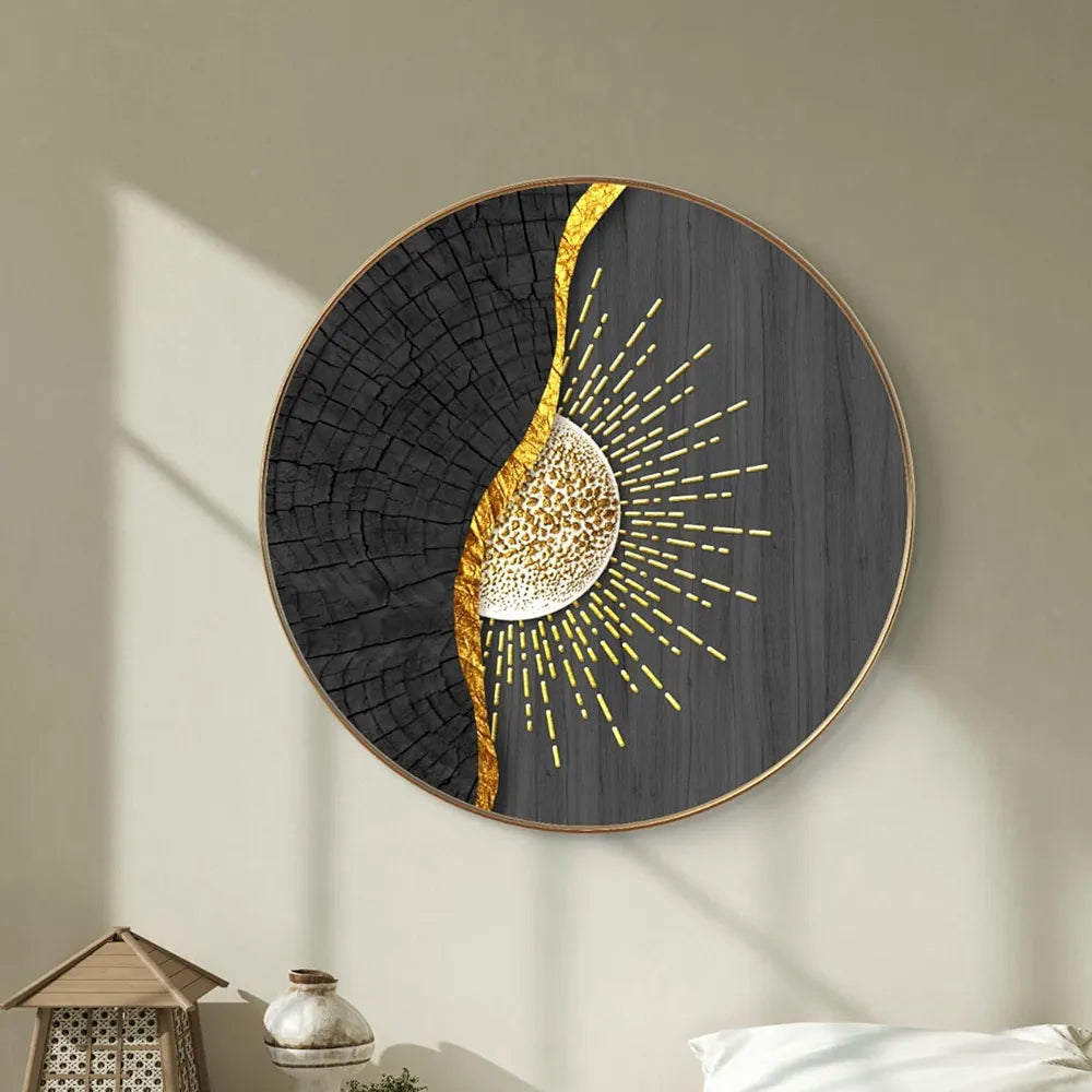 Livin'luxe Paintings Abstract Sunrise Modern Art Premium Lamination Golden GR-18