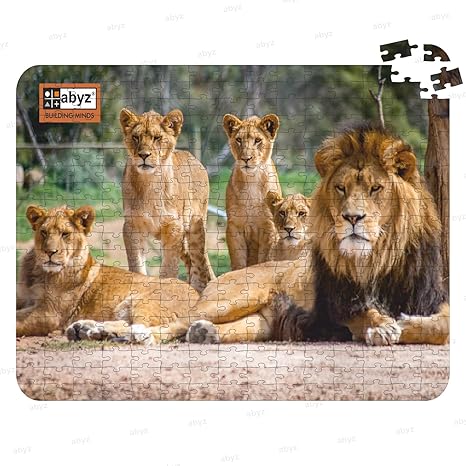 ABYZ The Lion Family Wooden Puzzle Play and Learn Educational Wooden Jigsaw Puzzle 300 Pieces