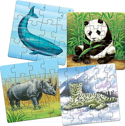 Frank Endangered Animals - A Set of 4 Jigsaw Puzzle Educational Puzzle for Focus and Memory - 11605