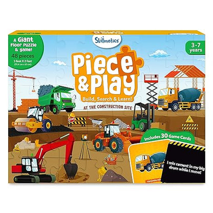Skillmatics Floor Puzzle & Game Piece & Play Construction Site Jigsaw & Toddler Puzzles Educational Toy