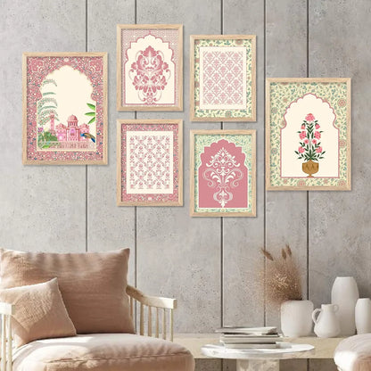 Kotart Madhubani Art Paintings with Frame Pack of 6 A