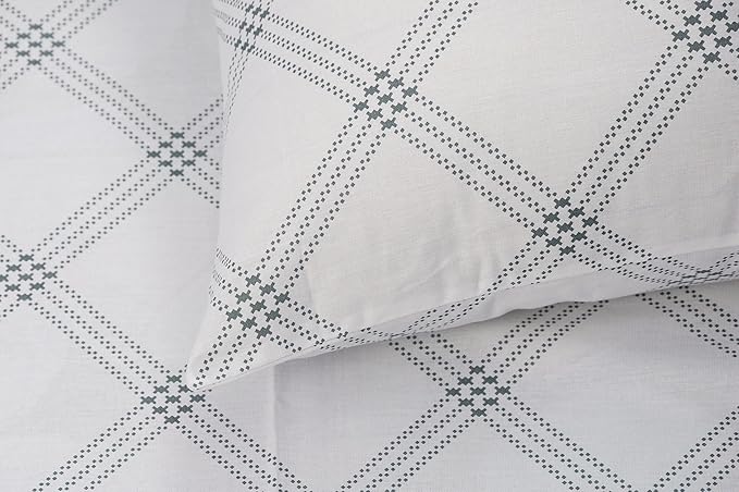 Huesland by Ahmedabad Cotton 186 TC King Size Bedsheet Cotton with 2 Pillow Covers | White (Brandon Beige Pattern)