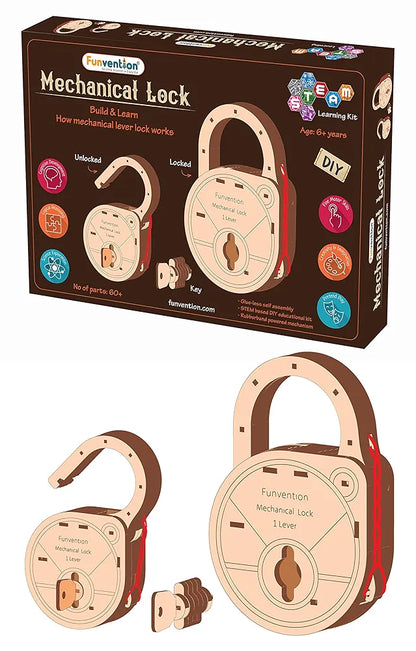 Funvention- For Little Scientist In Every for Kid Fantasy Build Working Lock Yourself Diy Mechanical Lock With Key Stem Learning Utility 