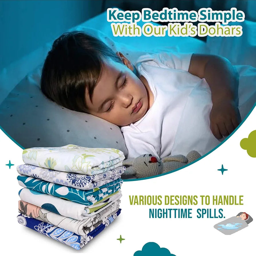 Divine Casa Floret 100% Cotton Single Kids Dohar 120 GSM Soft & Lightweight Throw Blanket Colour Aqua