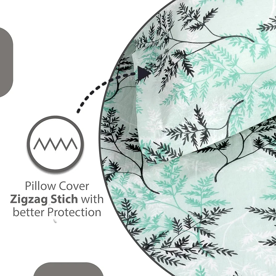 Divine Casa 100% Cotton Bedsheet for Single Bed, 144 TC Bedsheet Single Size Bed Cotton with 1 Pillow Cover Colour Aqua Mist