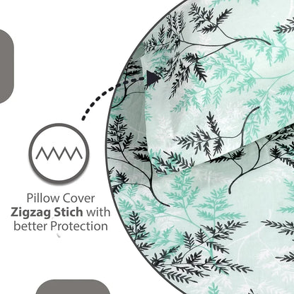 Divine Casa 100% Cotton Bedsheet for Single Bed, 144 TC Bedsheet Single Size Bed Cotton with 1 Pillow Cover Colour Aqua Mist