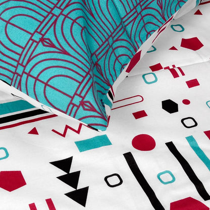 Divine Casa 144 TC Cotton Bedsheet for Single Bed with 1 Pillow Cover Colour Teal & White